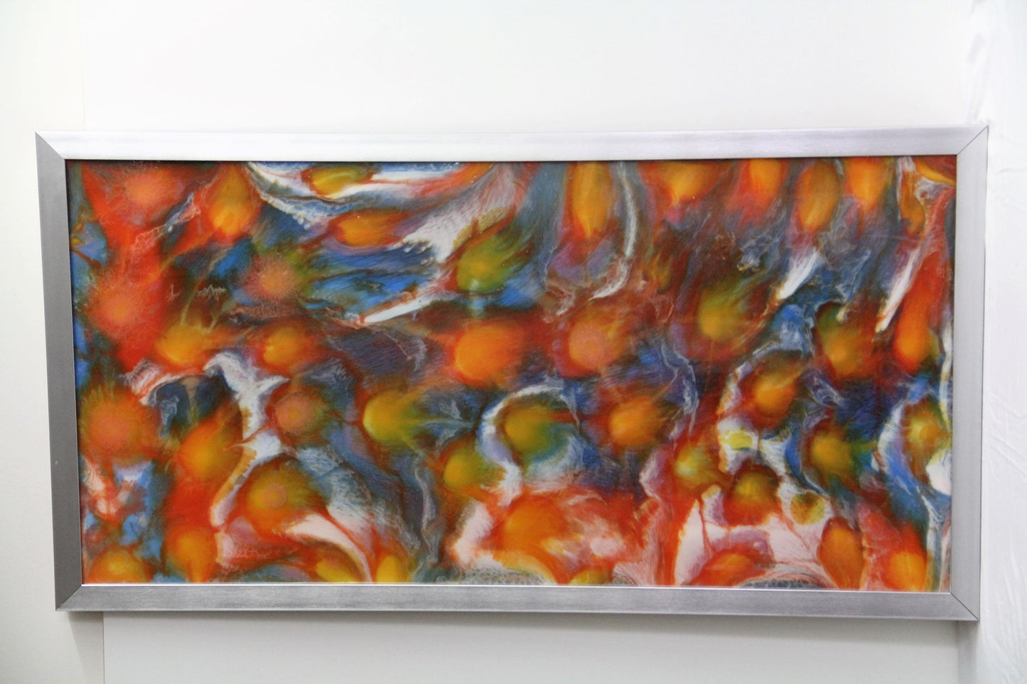“Citrus Swarm” Abstract Resin Painting on Acrylic Substrate