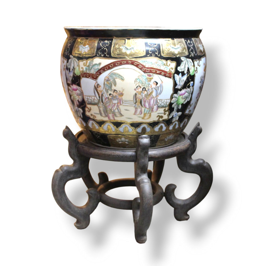 Vintage Chinese Porcelain Fishbowl Planter