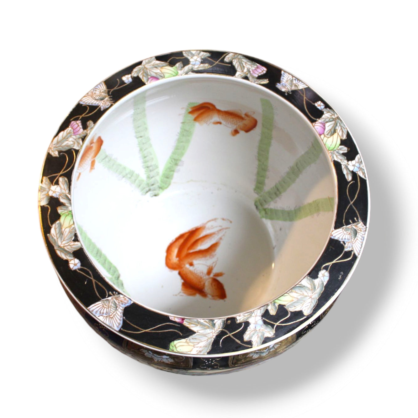Vintage Chinese Porcelain Fishbowl Planter