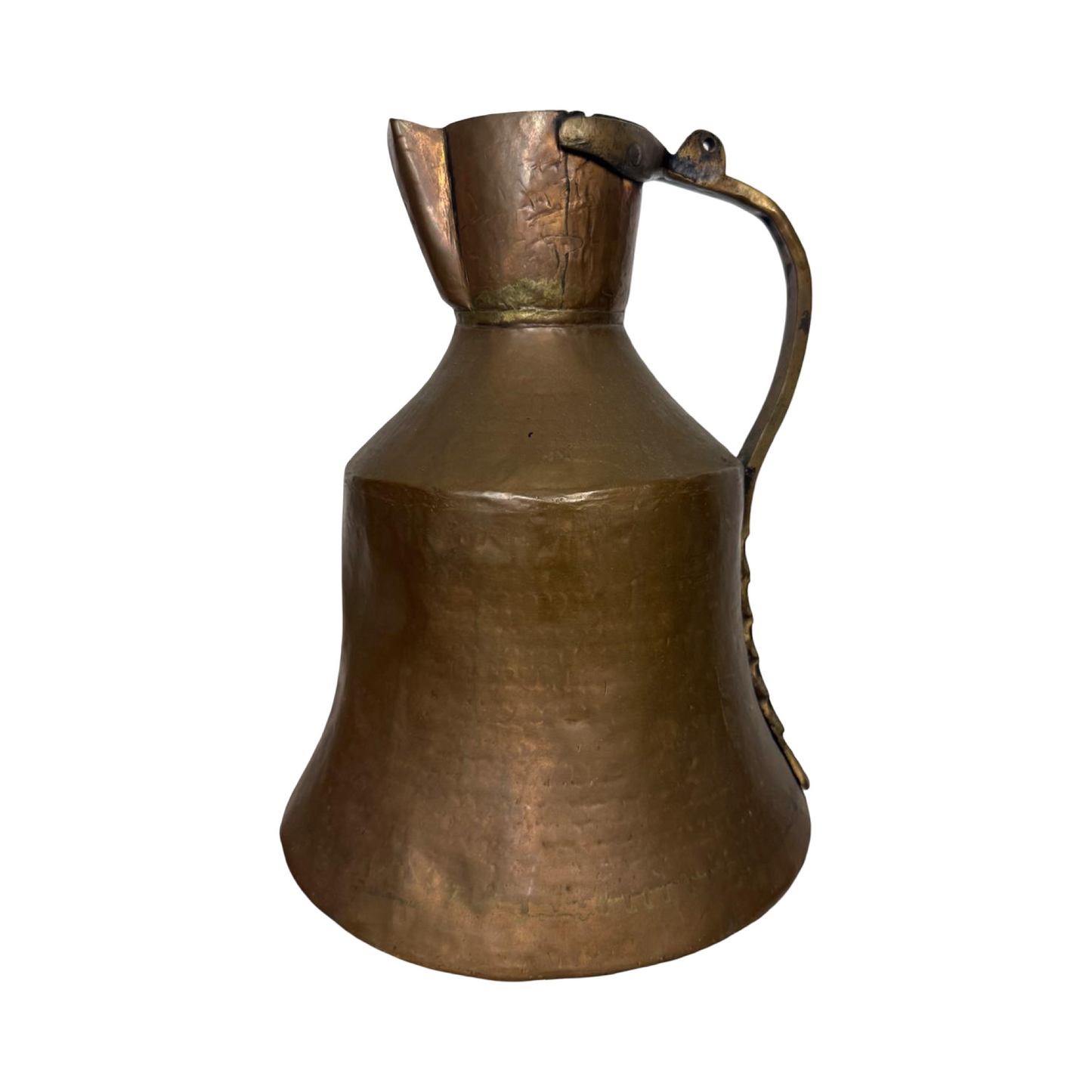Antique 19th Century Turkish Hand-Hammered Copper Lidded Pitcher Jug