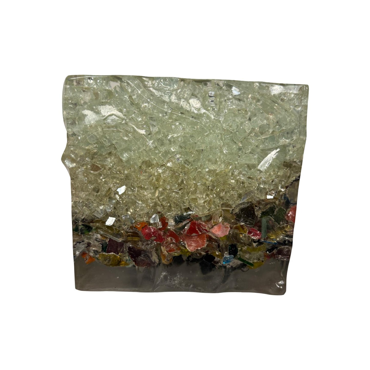 Resin planter/ vessel with glass and rocks