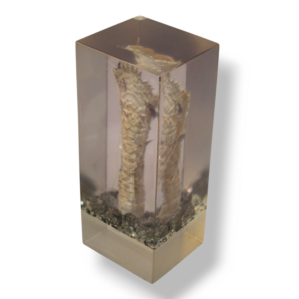 A pair of bone carvings in resin