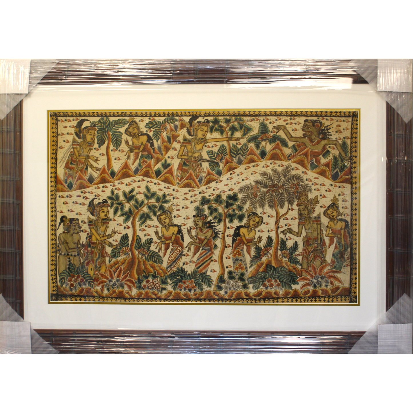 Framed Woven Balinese Traditional Kamasan Painting