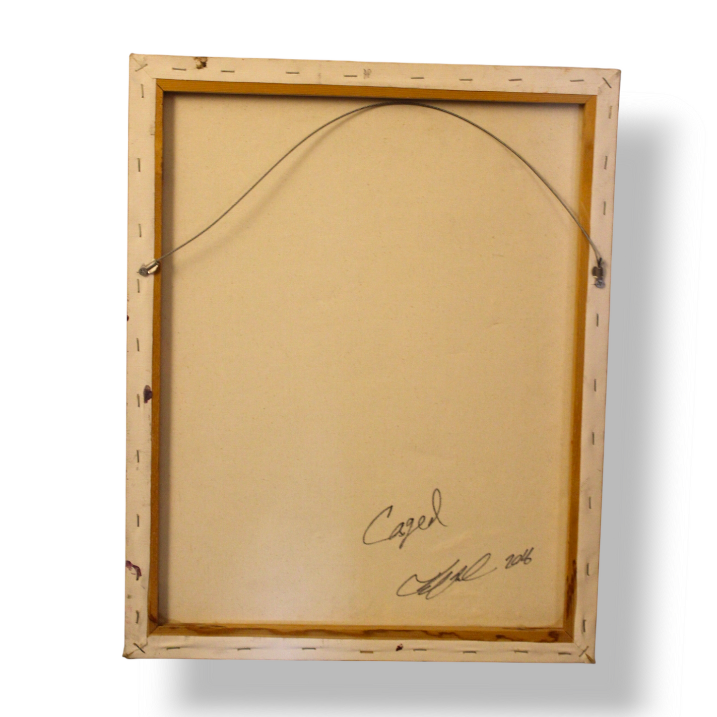 "Caged" enamel on canvas
