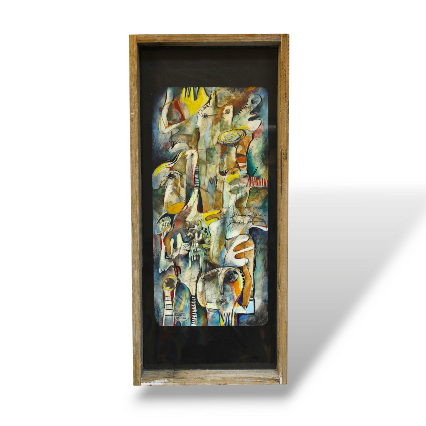 Original Oil & Ink Cubist Painting