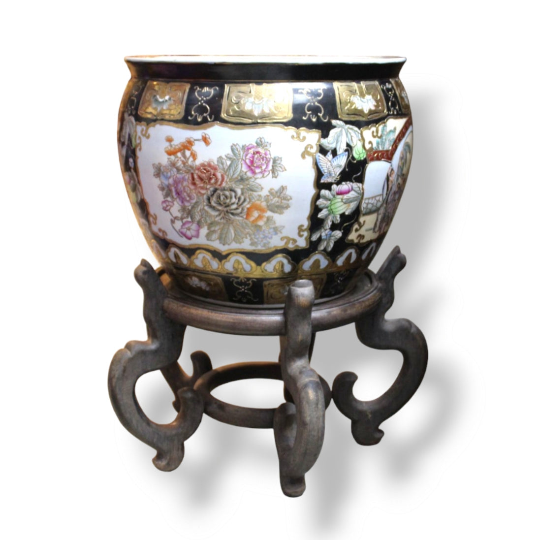 Vintage Chinese Porcelain Fishbowl Planter