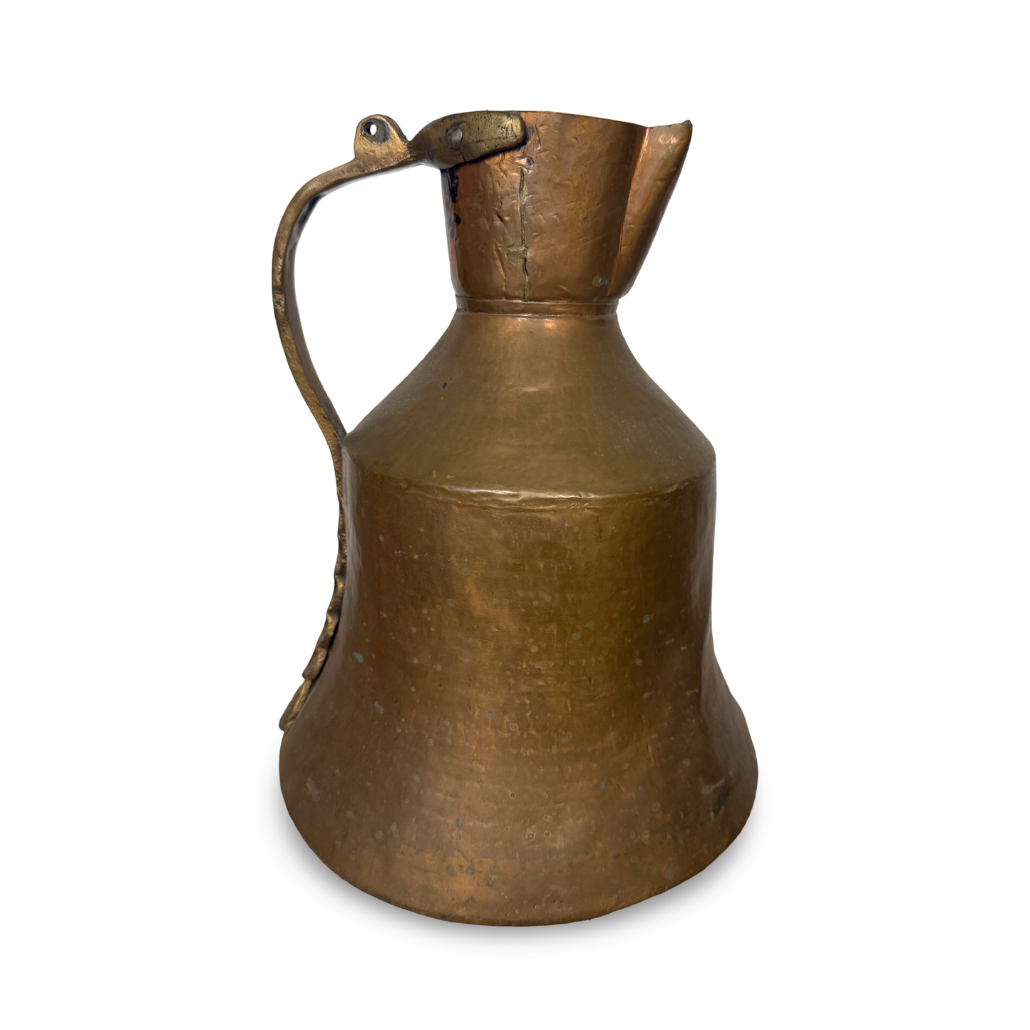 Antique 19th Century Turkish Hand-Hammered Copper Lidded Pitcher Jug