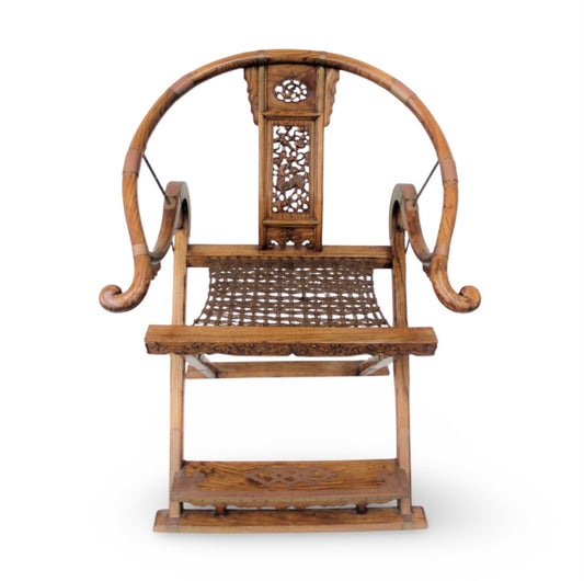 A pair of Chinese Qing Dynasty Throne Jiaoyi (folding)- style horseshoe armchairs