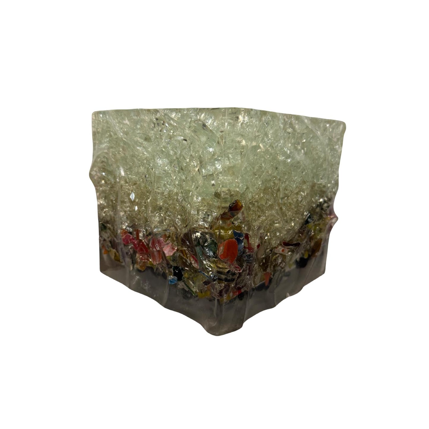Resin planter/ vessel with glass and rocks