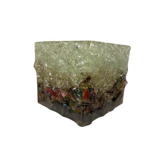 Resin planter/ vessel with glass and rocks