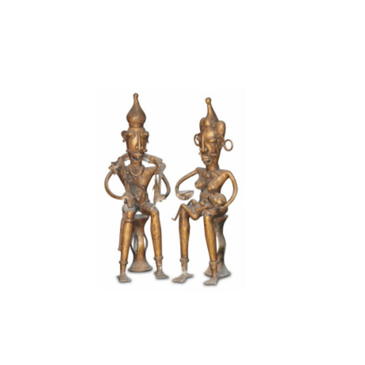 Seated Pygmy Couple in Bronze