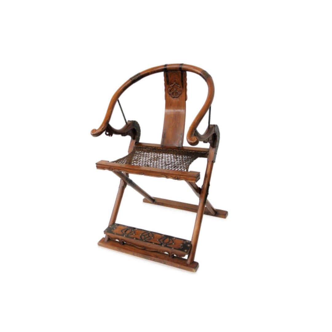 A pair of Chinese Qing Dynasty Throne Jiaoyi (folding)- style horseshoe armchairs