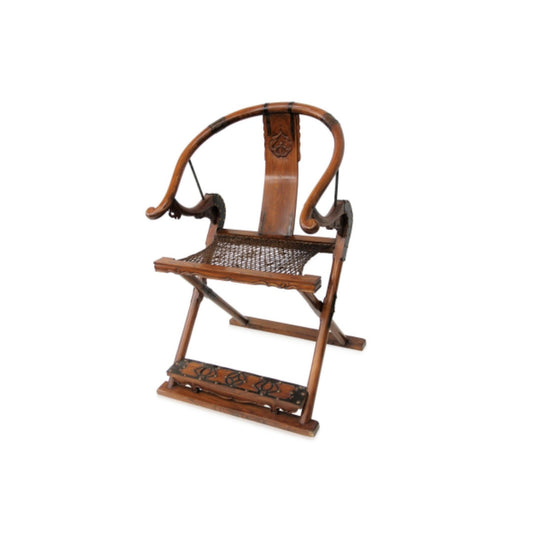 A pair of Chinese Qing Dynasty Throne Jiaoyi (folding)- style horseshoe armchairs