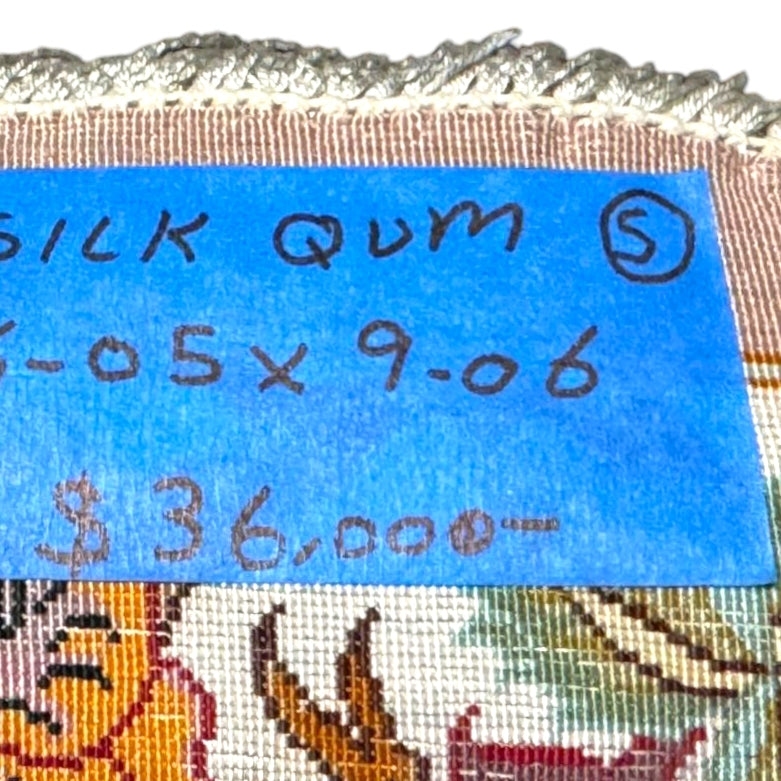 Persian Silk Rug – Handwoven Masterpiece from Qom by Āsoudegan | 5'5" × 9'6"