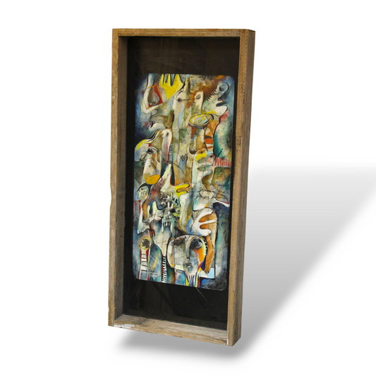 Original Oil & Ink Cubist Painting