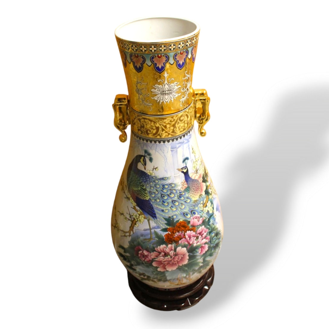 Chinoiserie Peacocks and Floral-Adorned Vase