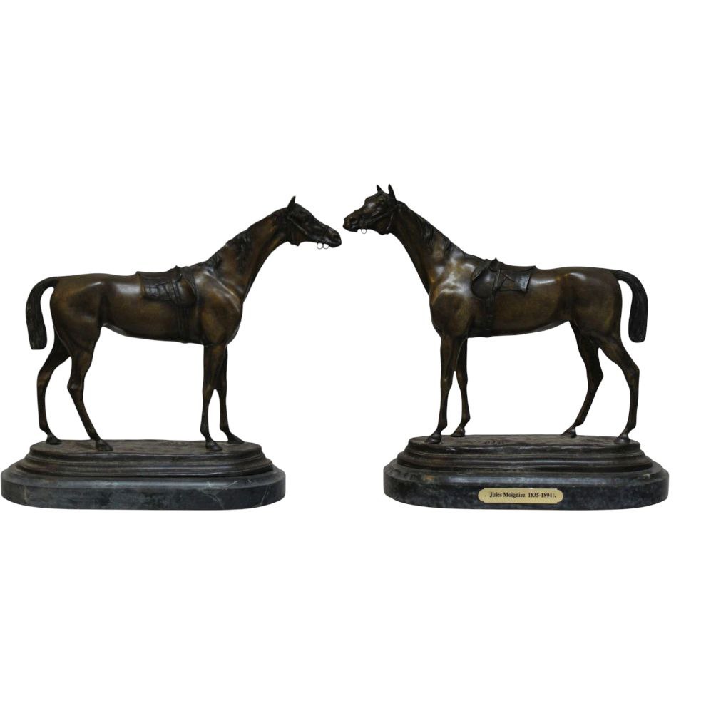 A Pair of Bronze Stallions