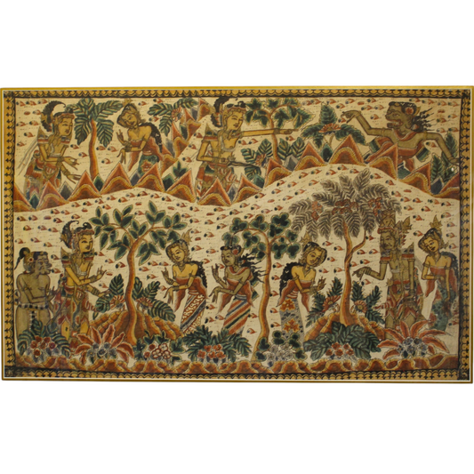 Framed Woven Balinese Traditional Kamasan Painting