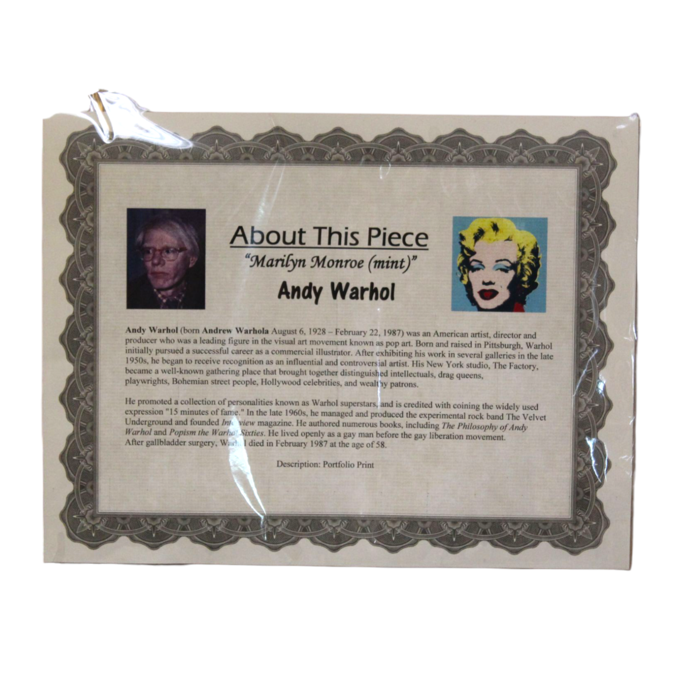 Andy Warhol's "Marilyn Monroe (mint)"