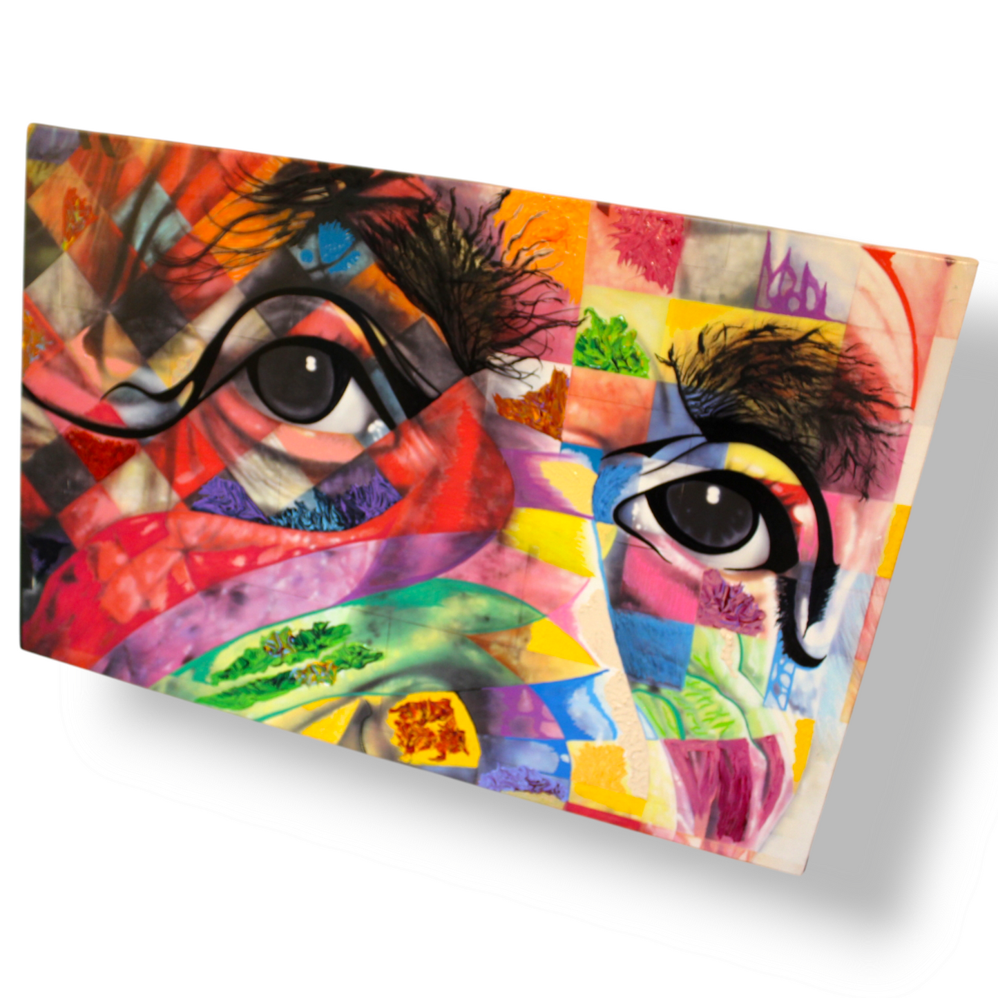 Stretched canvas print with acrylic paint of Einstein