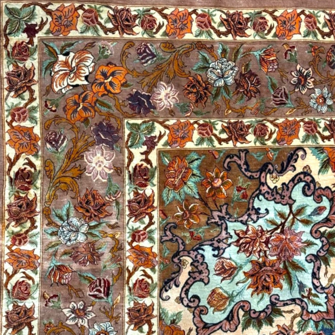 Persian Silk Rug – Handwoven Masterpiece from Qom by Āsoudegan | 5'5" × 9'6"